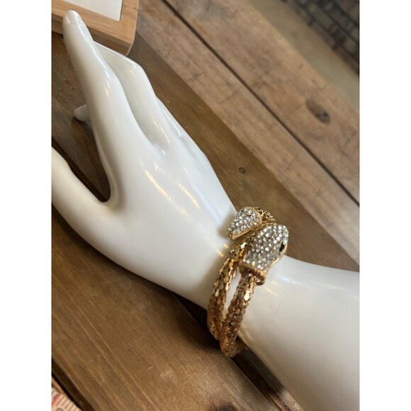 Gold Snake-Style Rhinestone Wrap Bracelet - Picture 12 of 12